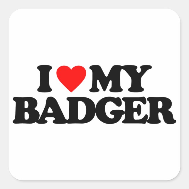 I LOVE MY BADGER SQUARE STICKER (Front)