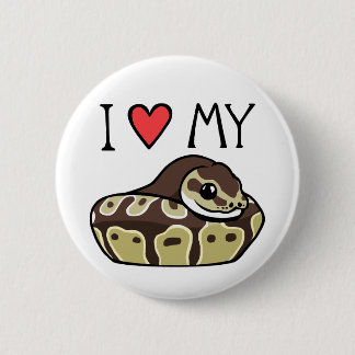 "I Love My Ball Python" Cute Snake Drawing Button