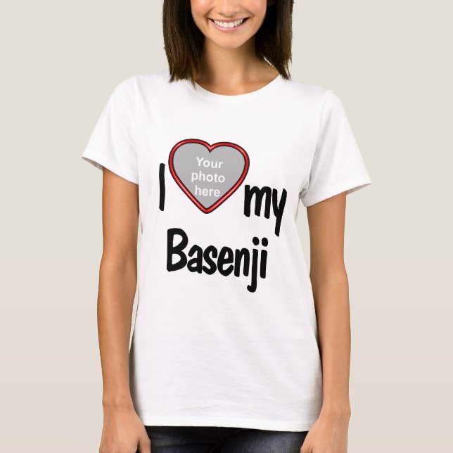 I Love My Basenji Cute Red Heart Photo Frame T-Shirt (Front)