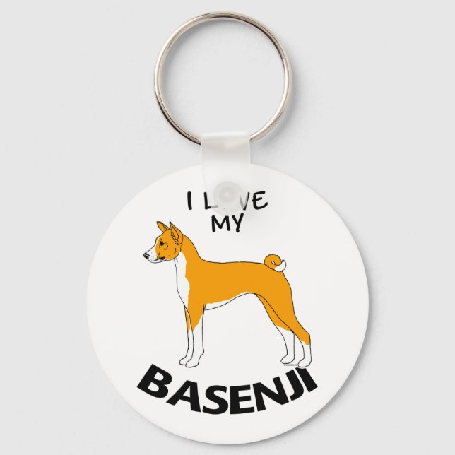 I Love my Basenji Key Ring (Front)