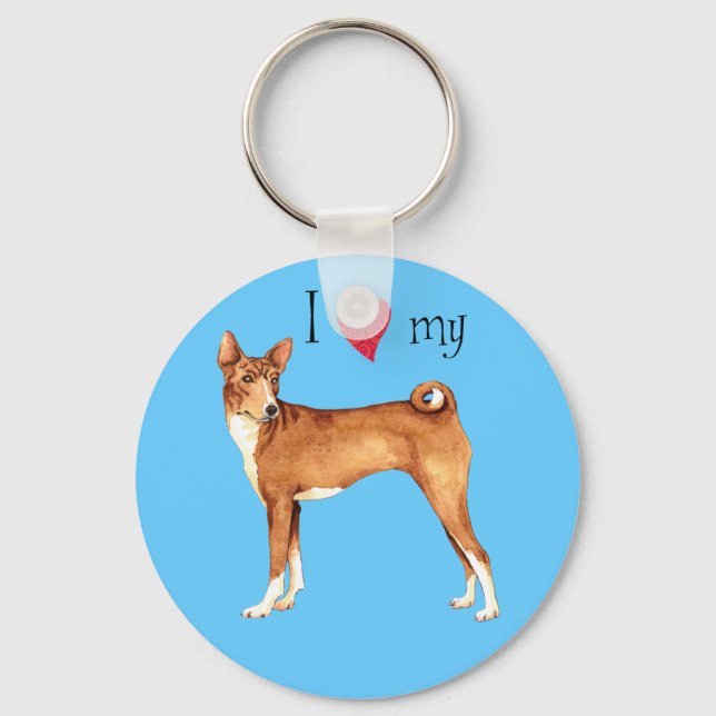I Love my Basenji Key Ring (Front)