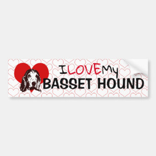 I Love My Basset Hound Hearts Bumper Sticker