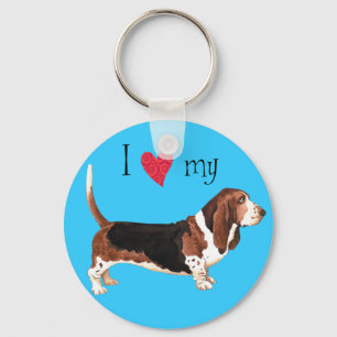 I Love my Basset Hound Key Ring