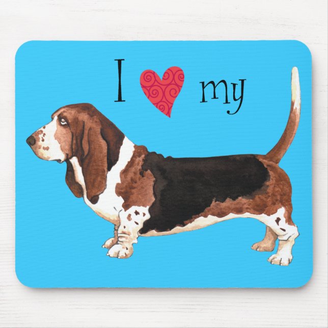 I Love my Basset Hound Mouse Pad (Front)