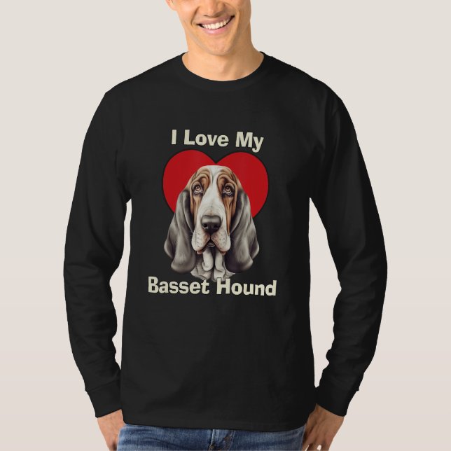 I Love My Basset Hound Puppy Dog T-Shirt (Front)