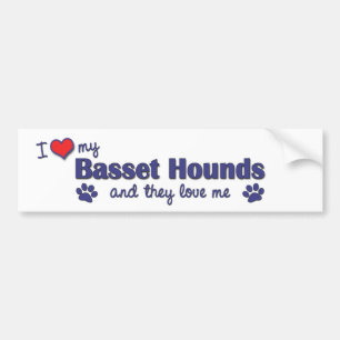 I Love My Basset Hounds (Multiple Dogs) Bumper Sticker