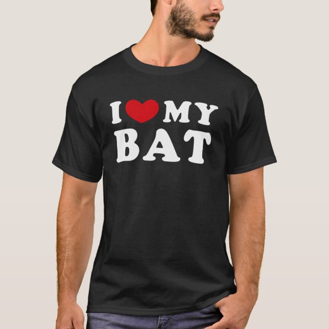 I Love My Bat, I Heart My Bat Pullover Hoodie (Front)