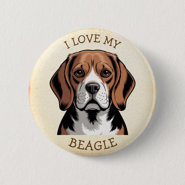 I Love my Beagle  6 Cm Round Badge (Front)