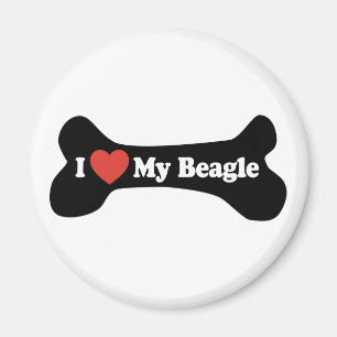 I Love My Beagle - Dog Bone Magnet