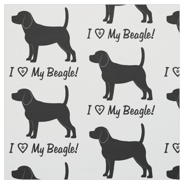 I Love My Beagle Fabric (Swatch)