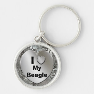 I Love My Beagle Heart Keychain