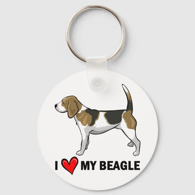 I Love My Beagle Key Ring (Front)