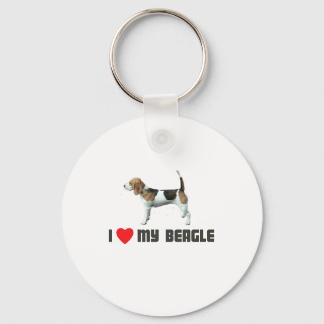 I Love My Beagle Key Ring (Front)