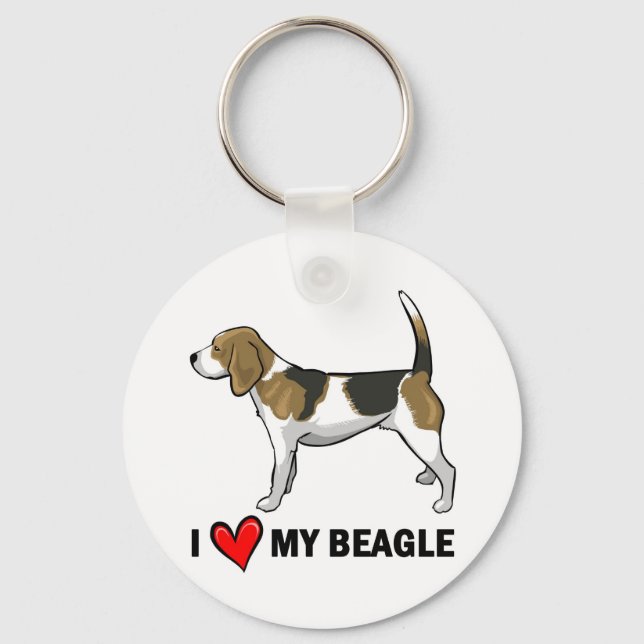 I Love My Beagle Key Ring (Front)