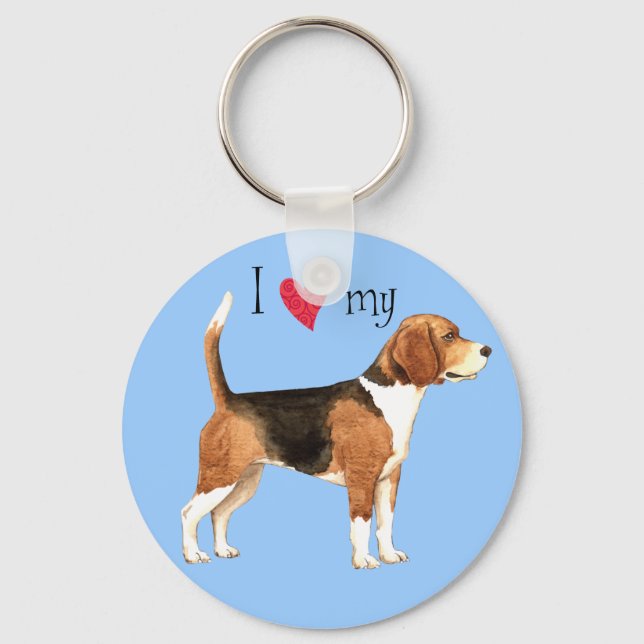I Love my Beagle Key Ring (Front)