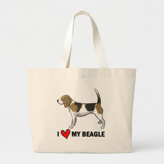 I Love My Beagle Large Tote Bag