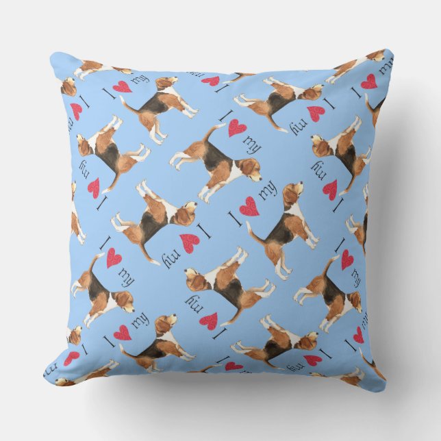 I Love my Beagle Outdoor Cushion (Front)