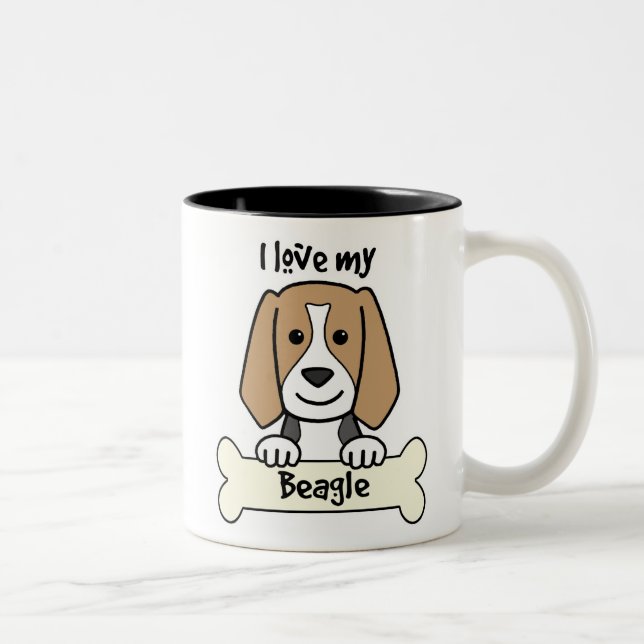 I Love My Beagle Two-Tone Coffee Mug (Right)
