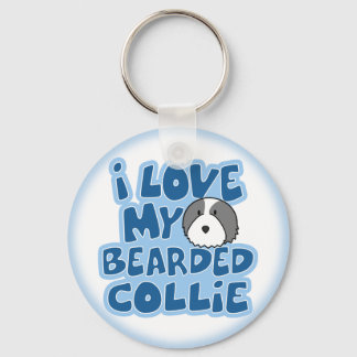 I Love My Bearded Collie Keychain