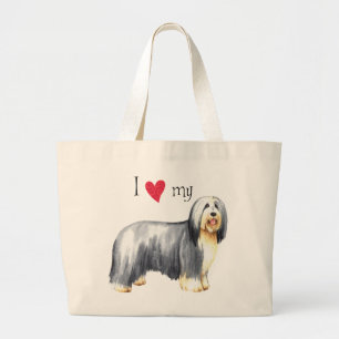 I Love my Bearded Collie Large Tote Bag