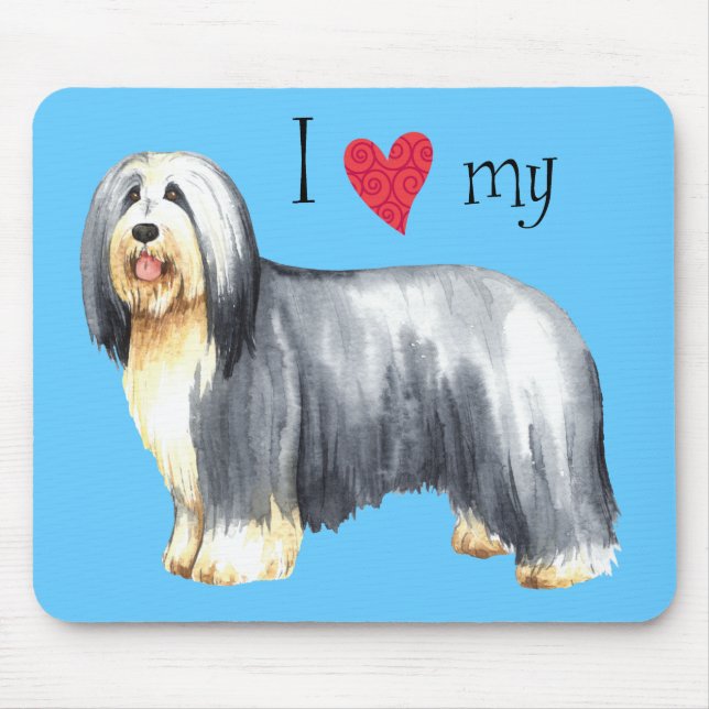 I Love my Bearded Collie Mouse Pad (Front)