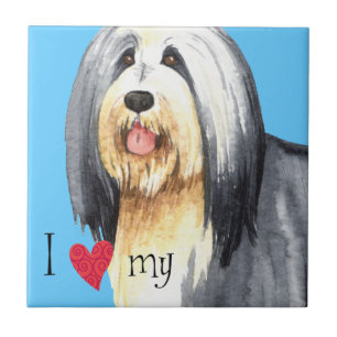 I Love my Bearded Collie Tile