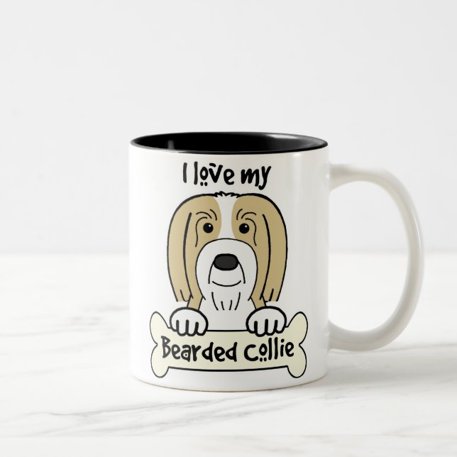 I Love My Bearded Collie Two-Tone Coffee Mug (Right)