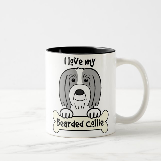 I Love My Bearded Collie Two-Tone Coffee Mug (Right)