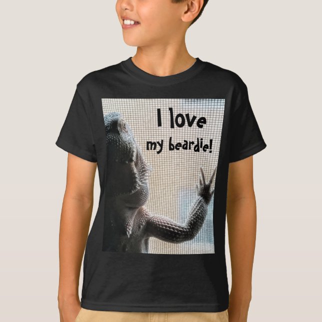 I love my beardie Cute Bearded Dragon Picture T-Shirt (Front)