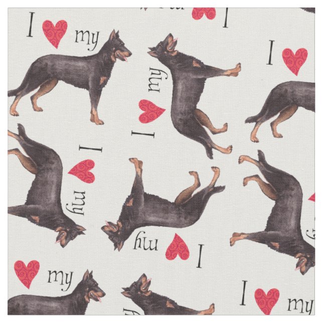 I Love my Beauceron Fabric (Close Up)