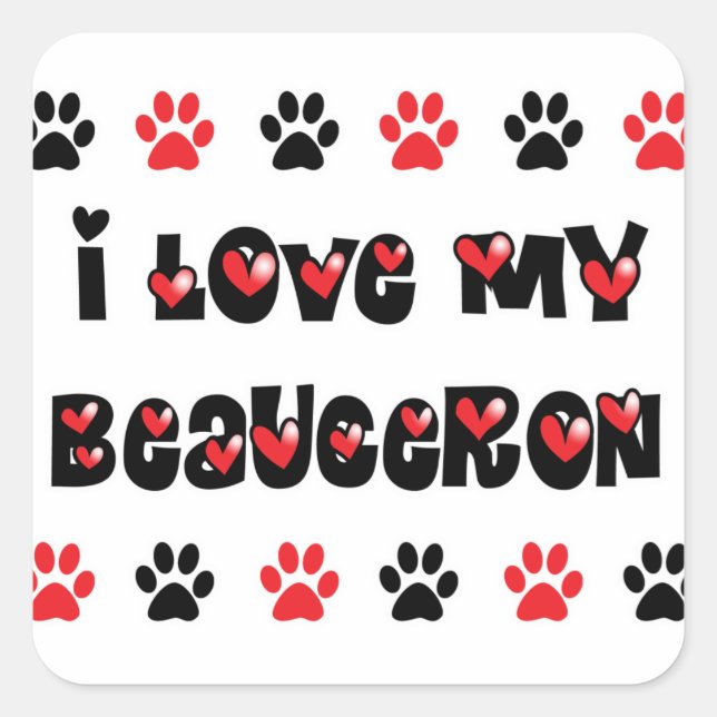 I Love My Beauceron Square Sticker (Front)