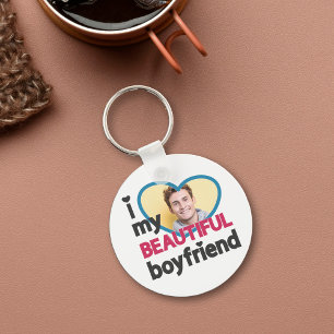 I love my beautiful boyfriend custom photo key ring