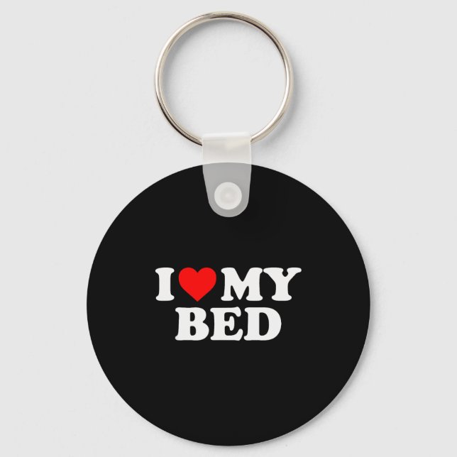 I Love My Bed - Red Heart  Key Ring (Front)