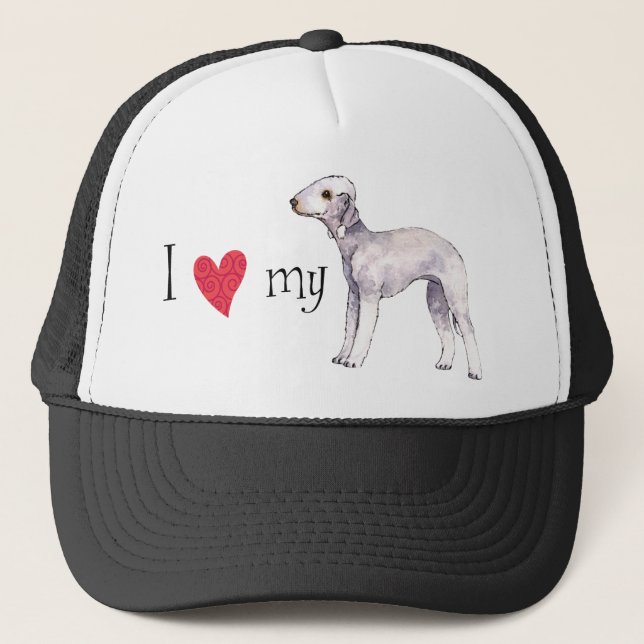 I Love my Bedlington Terrier Trucker Hat (Front)