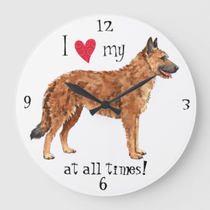 I Love my Belgian Laekenois Large Clock