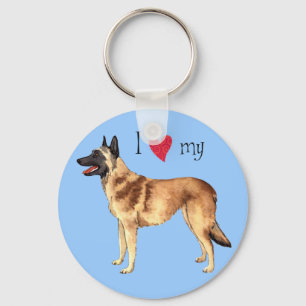 I Love my Belgian Malinois Key Ring