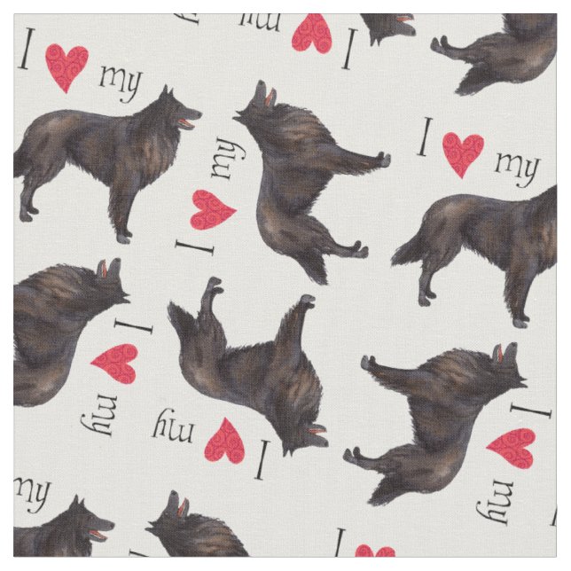 I Love my Belgian Sheepdog Fabric (Close Up)