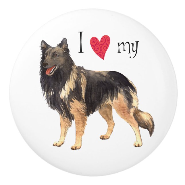 I Love my Belgian Tervuren Ceramic Knob (Front)