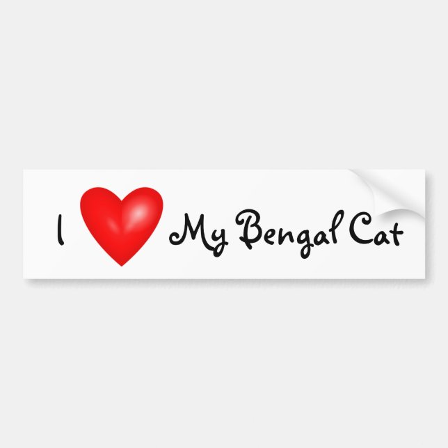 I love my Bengal cat car bumper sticker (Front)