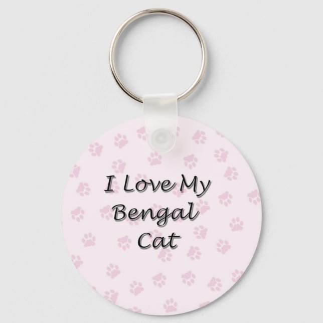 I Love My Bengal Cat Key Ring (Front)