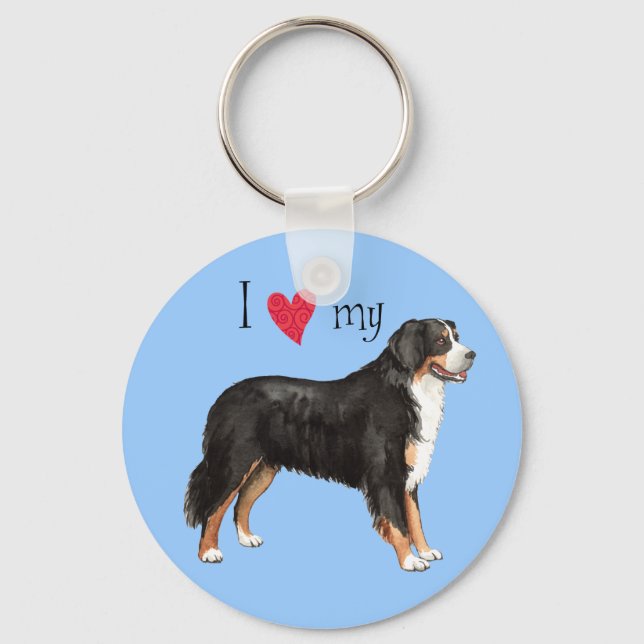 I Love my Bernese Mountain Dog Key Ring (Front)