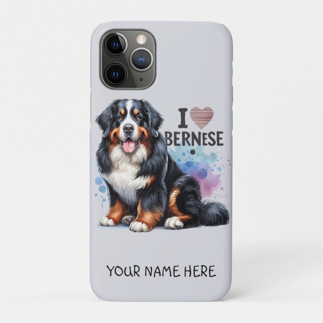 I Love My Bernese Mountain Dog Personalised Name Case-Mate iPhone Case (Back)