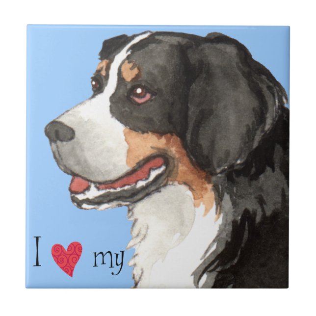 I Love my Bernese Mountain Dog Tile (Front)
