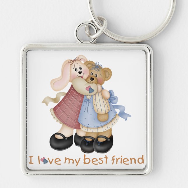 I Love My Best Friend Silver Keychain (Front)