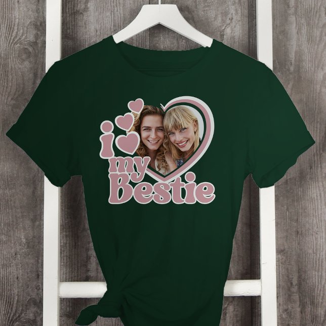 I Love My Bestie Heart Photo Blush Pink T-Shirt (Creator Uploaded)