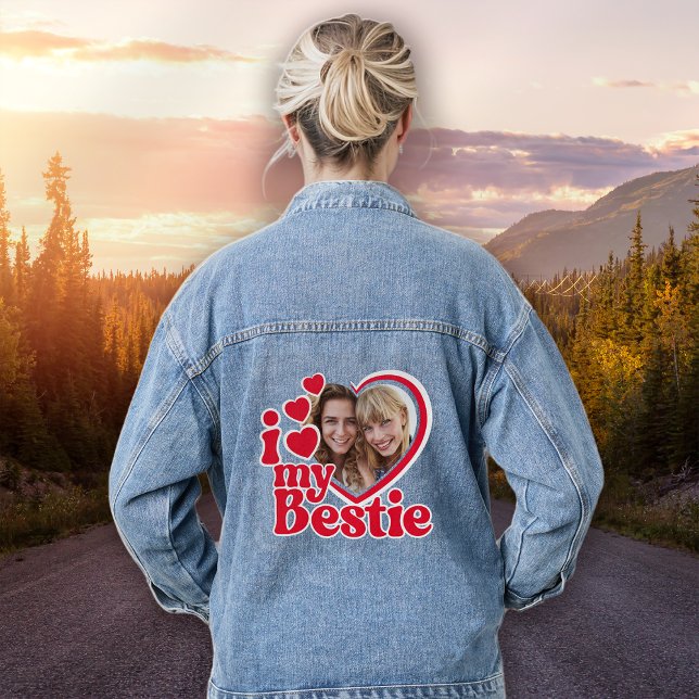 I Love My Bestie Photo Retro Denim Jacket (Creator Uploaded)