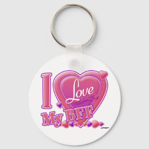 I Love My BFF pink/purple - hearts Key Ring