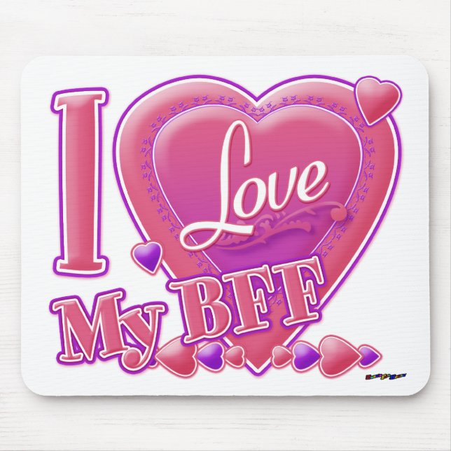I Love My BFF pink/purple - hearts Mouse Pad (Front)