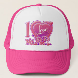 I Love My BFFs pink/purple - hearts Trucker Hat