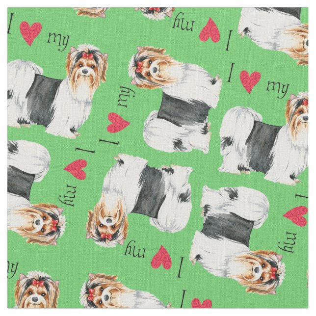 I Love my Biewer Terrier Fabric (Close Up)